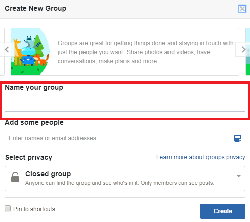 Create New Group Window