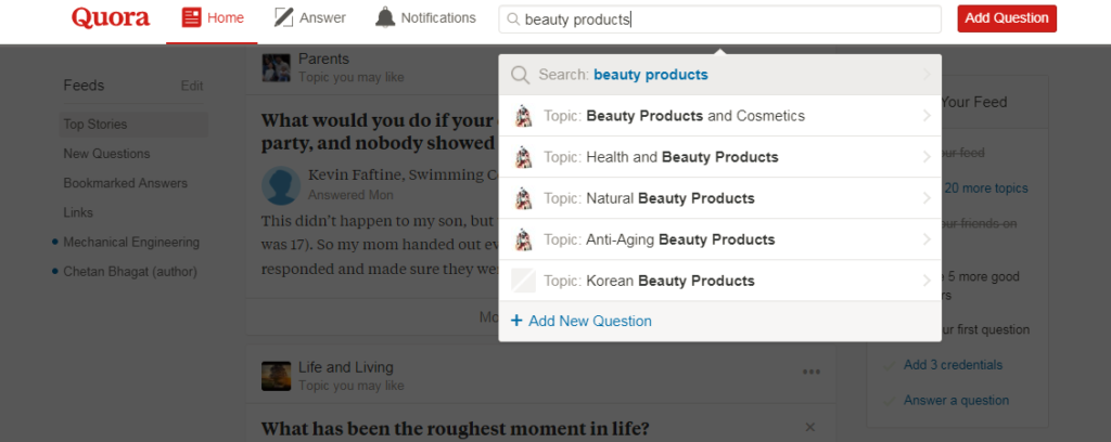 quora suggested topics