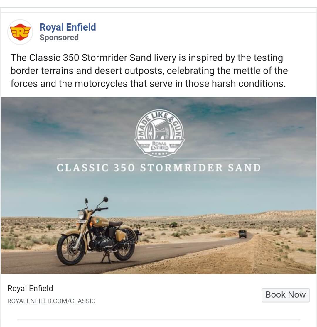 Royal Enfield Facebook Ad